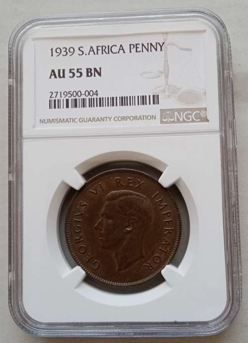High grade 1939 union penny NGC AU55
