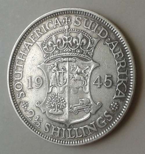 1945 Union silver 2 1/2 Shillings in VF