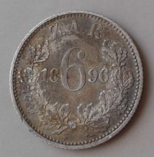 Encapsulated 1896 ZAR Kruger silver sixpence