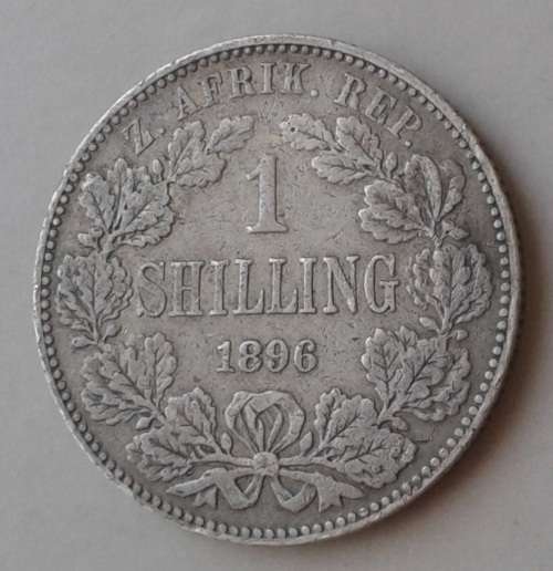 Encapsulated 1896 ZAR Kruger silver shilling in VF