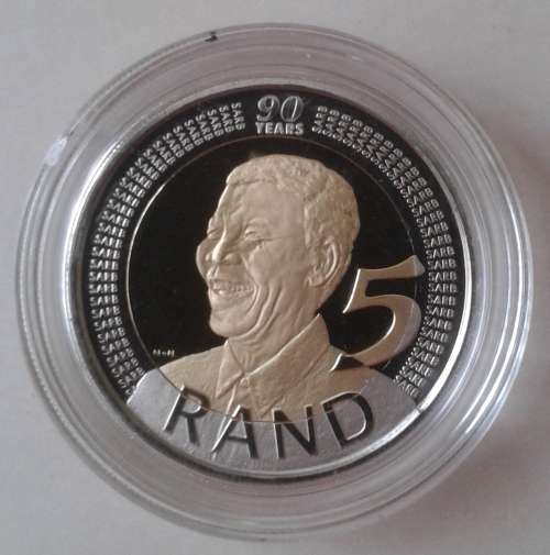 2008 Mandela 90th birthday proof R5 in case