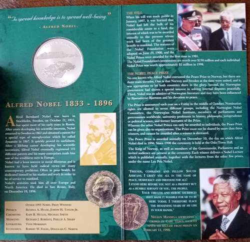 2009 Mandela Nobel Laureate proof 1oz silver medal in booklet