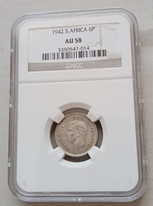 1942 Union silver sixpence NGC AU58 (Almost Mint State)