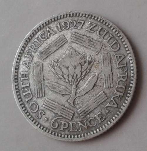 1927 Union silver sixpence