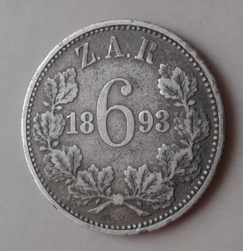 Scarcer 1893 ZAR Kruger silver sixpence