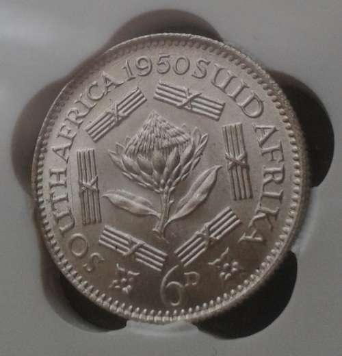 1950 Union silver sixpence SANGS MS63