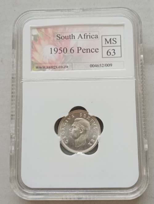 1950 Union silver sixpence SANGS MS63