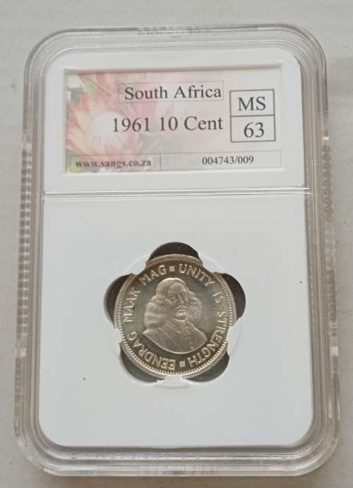 1961 Republic silver 10c SANGS MS63