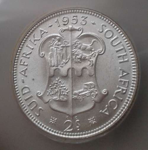1953 Union silver 2 Shillings SANGS MS63