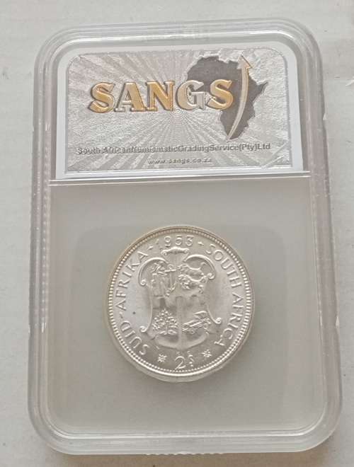 1953 Union silver 2 Shillings SANGS MS63