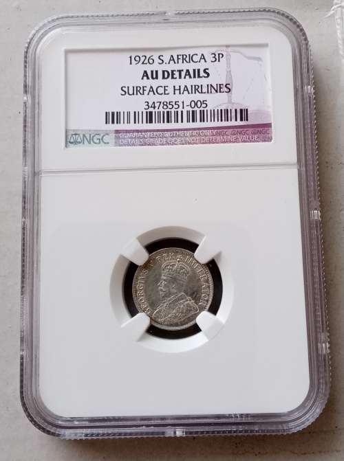 1926 Union silver tickey NGC AU Details