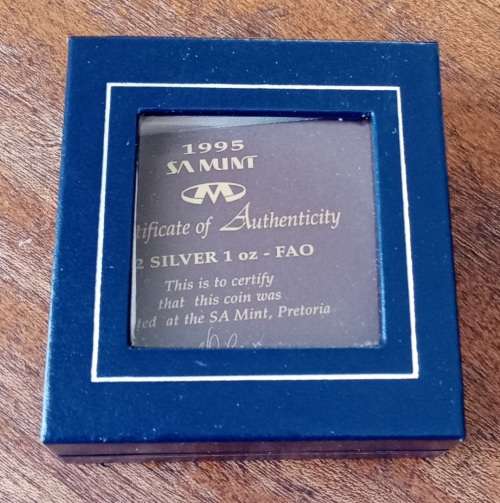 1995 F.A.O proof 1oz silver R2 in case with certificate
