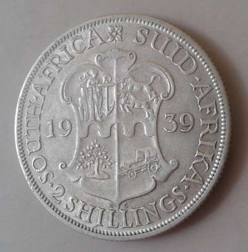 Scarce 1939 Union silver 2 Shillings in VF