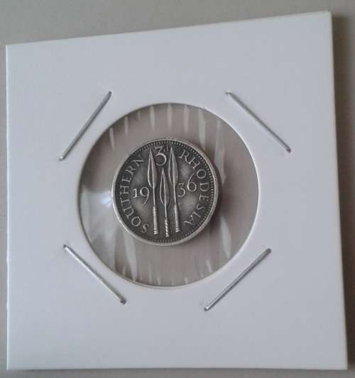 1936 Southern Rhodesia sterling silver threepence in XF+