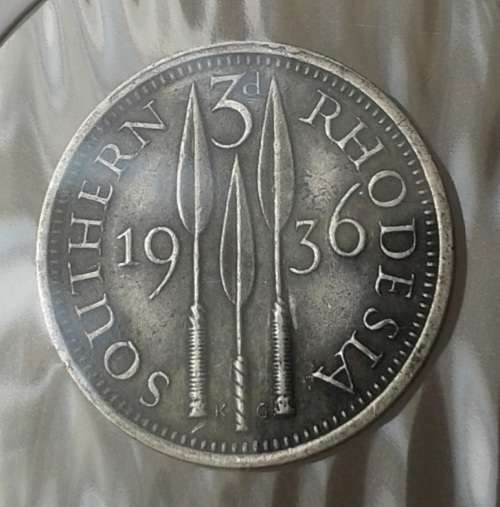 1936 Southern Rhodesia sterling silver threepence in XF+