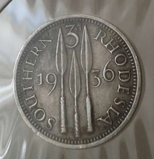 1936 Southern Rhodesia sterling silver threepence in XF