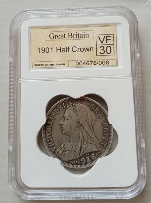 Nice 1901 British silver half crown SANGS VF30
