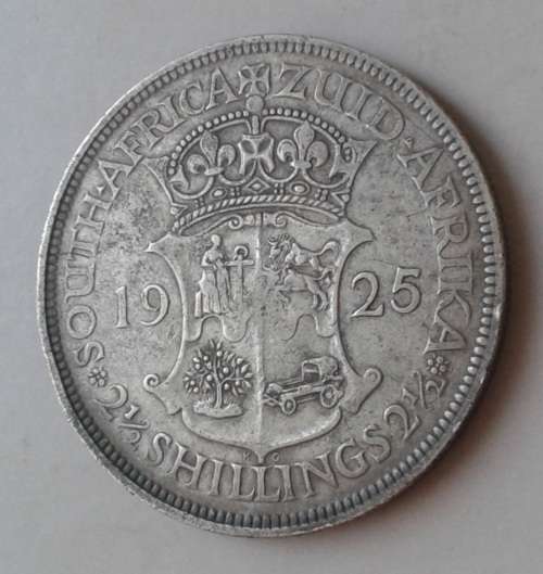 Scarce 1925 union silver 2 1/2 Shillings in AVF
