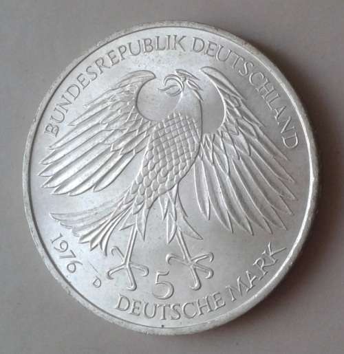 1976 German Federal Republic uncirculated silver 5 Mark