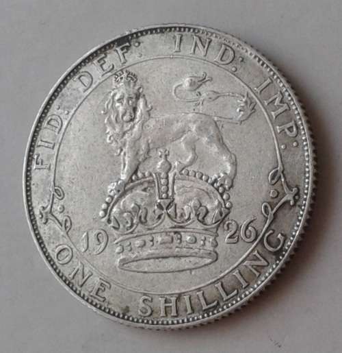 1926 British silver shilling in VF