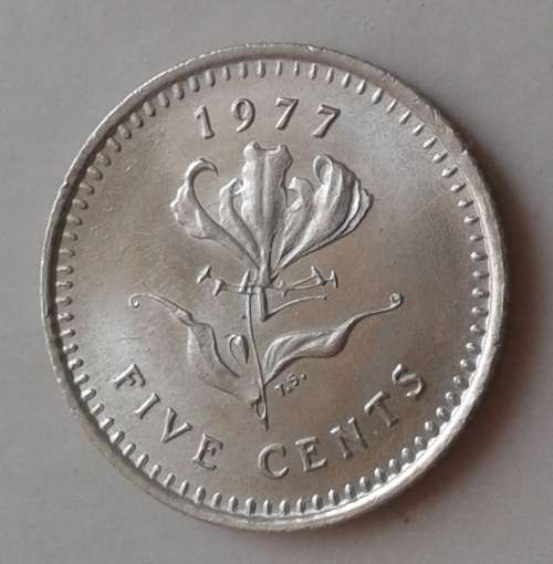 1977 Rhodesia uncirculated nickel sixpence