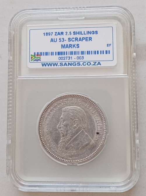 1897 ZAR Kruger silver 2 1/2 Shillings SANGS AU53