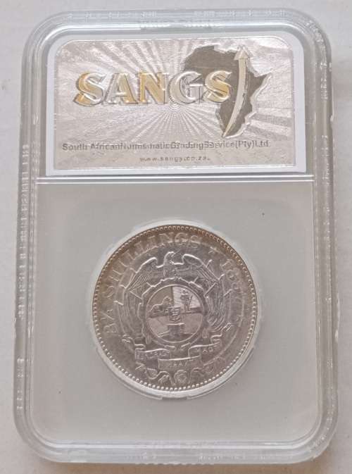 1897 ZAR Kruger silver 2 1/2 Shillings SANGS AU53