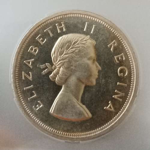 Rare 1959 union silver 5 Shillings SANGS PF61 (Proof)
