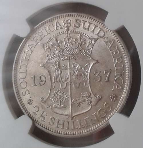 High grade 1937 union silver 2 1/2 Shillings NGC AU55