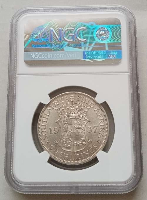 High grade 1937 union silver 2 1/2 Shillings NGC AU55
