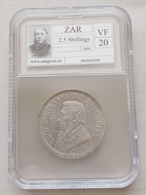 1894 ZAR Kruger silver 2 1/2 Shillings SANGS VF20