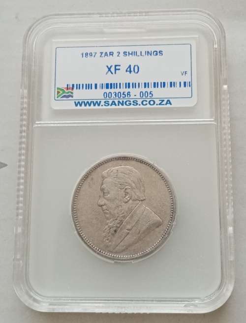 Nice 1897 ZAR Kruger silver 2 Shillings SANGS XF40
