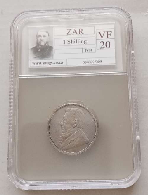 1894 ZAR Kruger silver shilling SANGS VF20