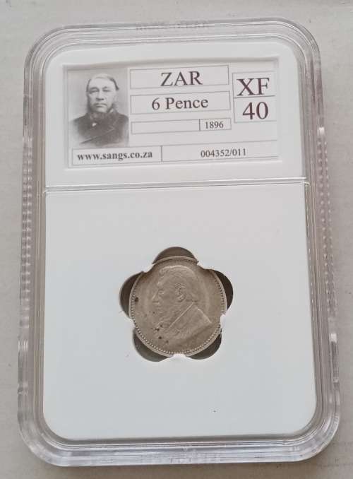 1896 ZAR Kruger silver sixpence SANGS XF40