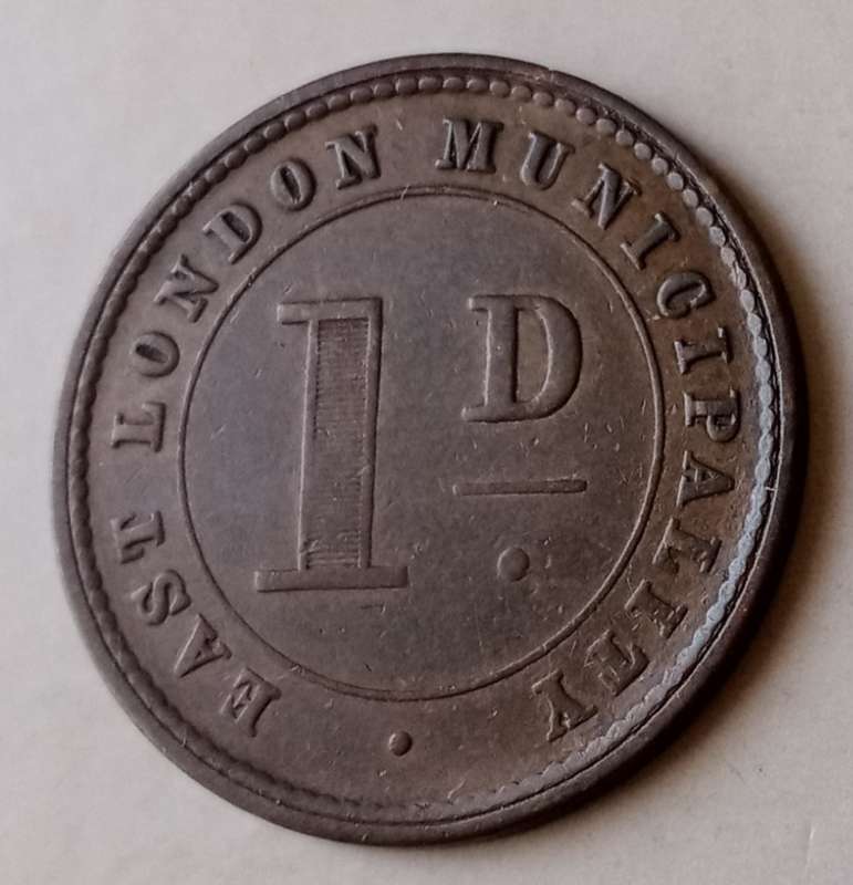 1880 East London Municipal 1 penny Ferry token