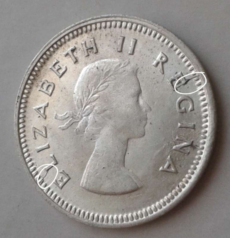 High grade 1954 union silver tickey with obverse die cracks