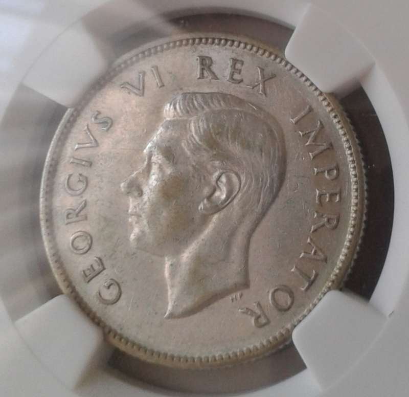 Scarcer 1939 union silver 2 Shillings NGC XF45