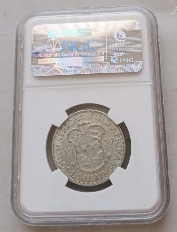 Scarcer 1939 union silver 2 Shillings NGC XF45