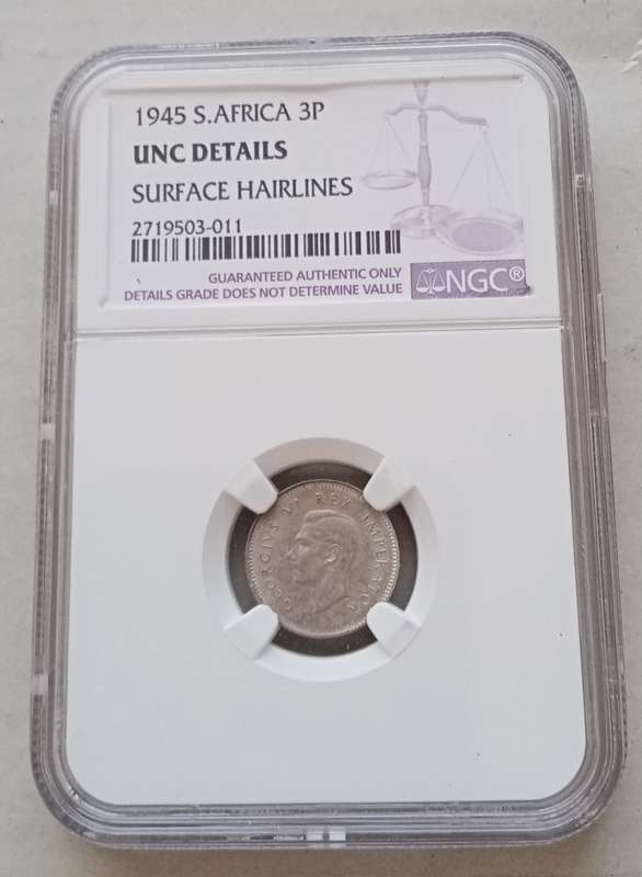 1945 Union silver tickey NGC Uncirculated Details