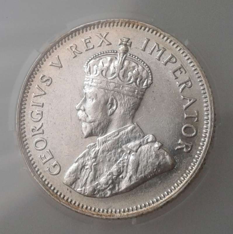 High grade 1932 union silver shilling SANGS graded AU55