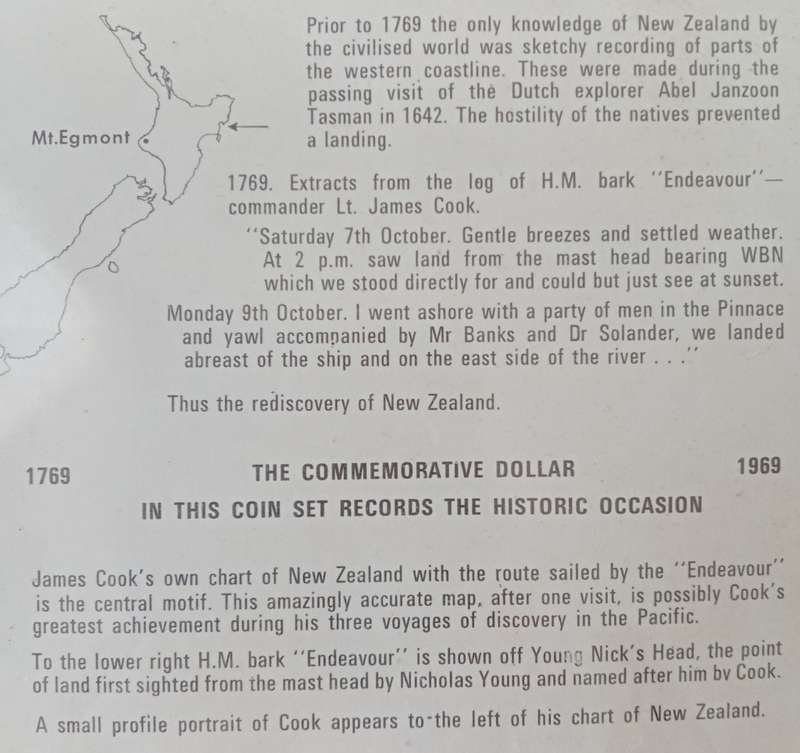 1969 New Zealand commemorative Cook proof set in folder