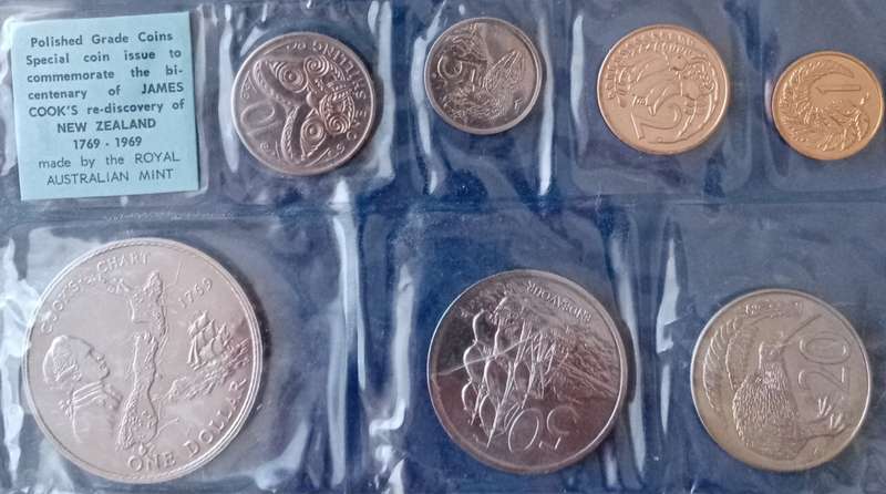 1969 New Zealand commemorative Cook proof set in folder