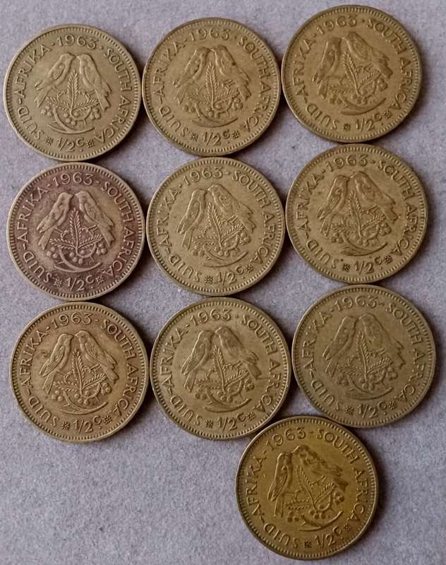 Lot of x10 republic 1/2c coins (1963)