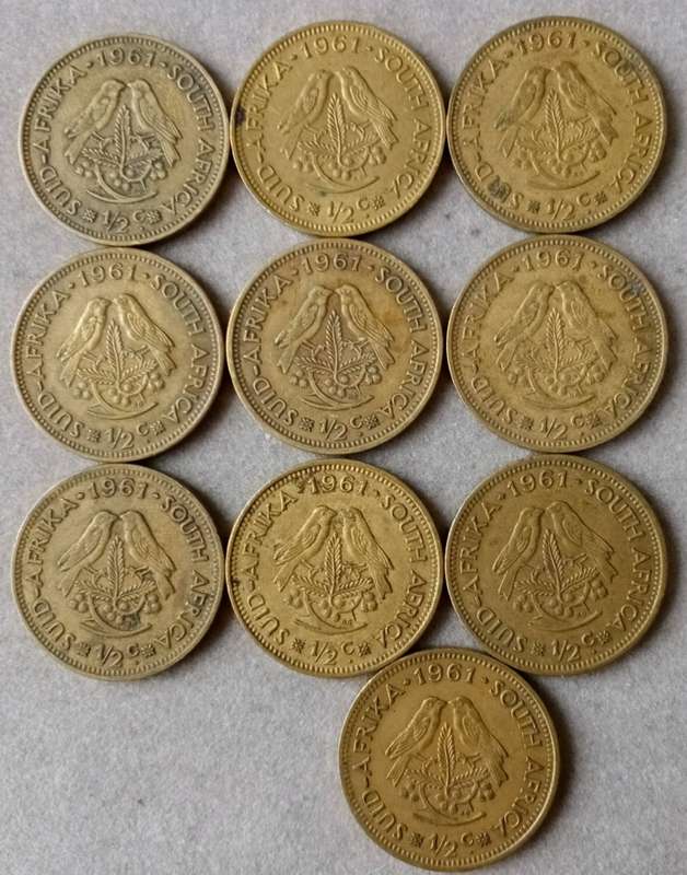 Lot of x10 republic 1/2c coins (1961)