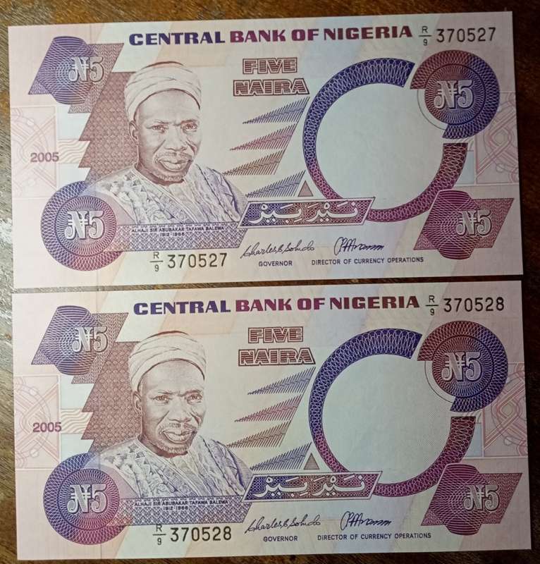 2005 Nigeria uncirculated 5 Naira set in sequence