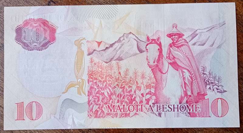 Scarce 2000 Lesotho uncirculated 10 Maloti replacement note (low number)