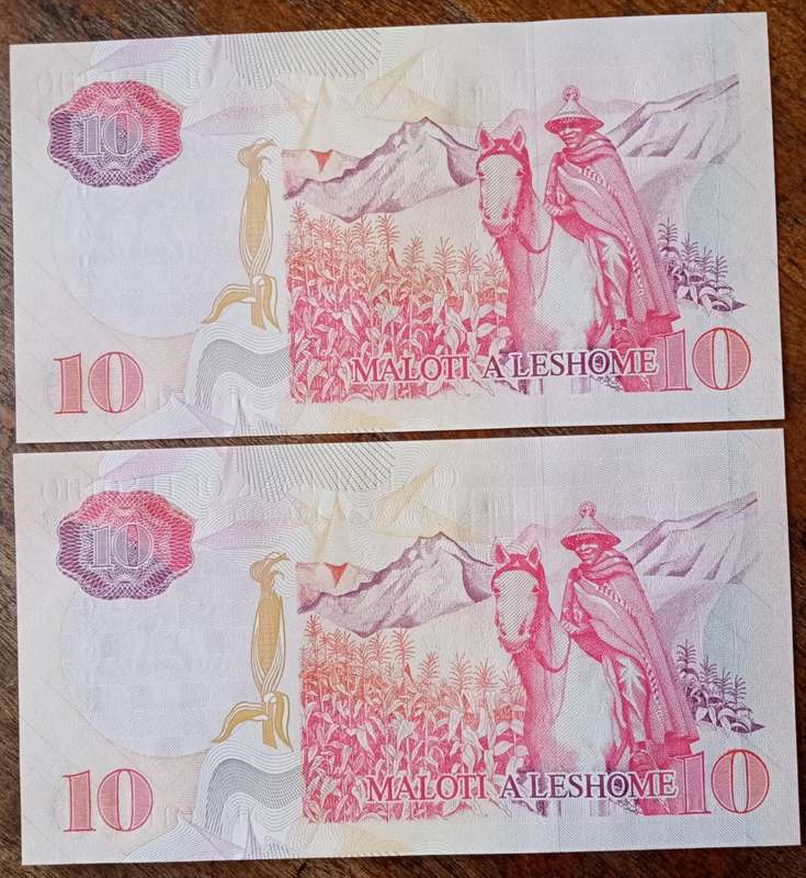 Scarce 2000 Lesotho uncirculated 10 Maloti replacement note set in sequence (low number)