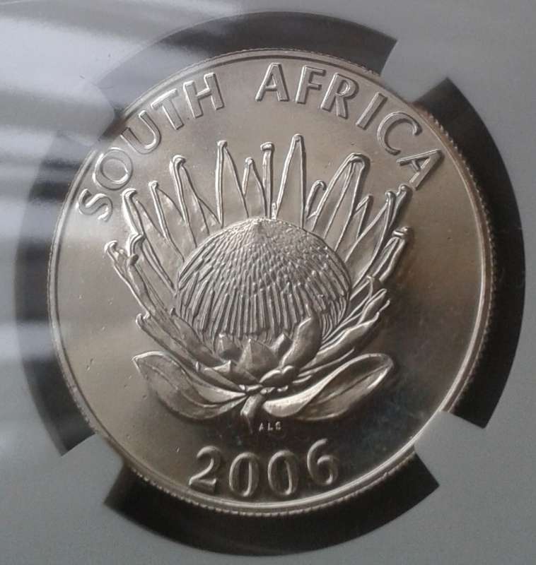 Scarce 2006 Tutu silver R1 NGC MS64 (mintage 390).
