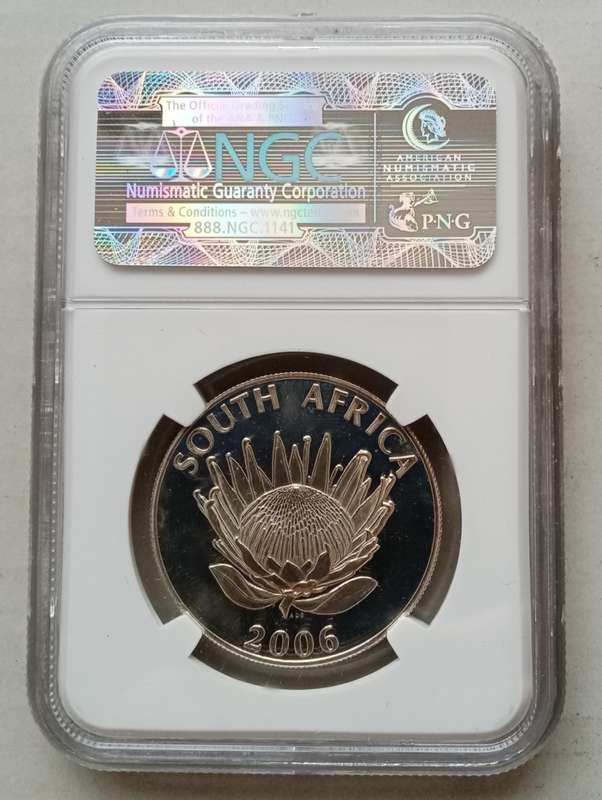Scarce 2006 Tutu silver R1 NGC MS64 (mintage 390).