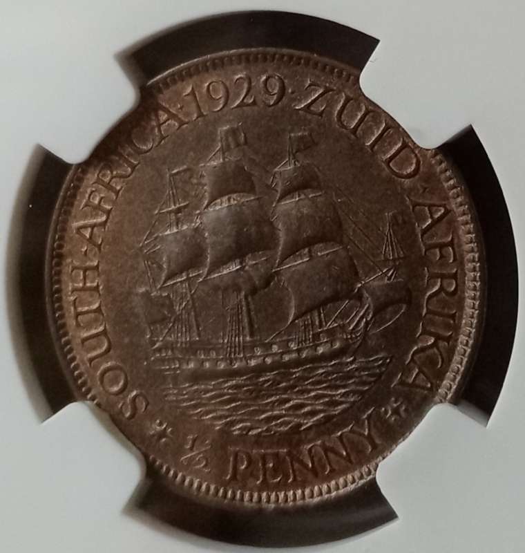 1929 Union 1/2 penny NGC AU58 BN (high grade)
